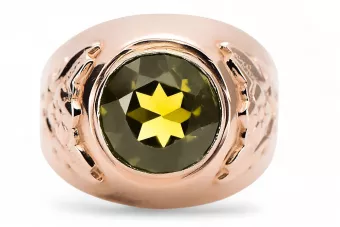 Жълт перидот Оригинално ретро 14k розово злато Пръстен Винтидж крафт vrc078r